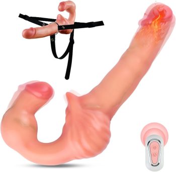 Realistic Strap on Harness Double Dildos Adult Sex Toys, 10 Modes Heating Modes Wearable Anal Dildo with Remote Control for Anal G-Spot Massage, Female Masturbating Wand for Women Couples