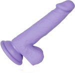 6.5 Inch Beginner Silicone Dildo with Flared Suction Cup Base for Hands-Free Play, Flexible Dildo with Curved Shaft and Balls for Vaginal G-Spot and Anal Prostate Purple