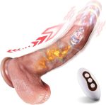 Thrusting Dildo Vibrator Sex Toy - 8.7-inch (approx. 22.1 cm) realistic vibrating dildo with 10 vibration modes and 10 thrust and heating modes. Remote control for G-spot stimulation. Adult sex toy and game, suitable for men and women.