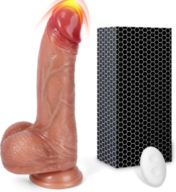 8-inch (approx. 20.3 cm) realistic thrust dildo with 3 pulsating thrusts and 5 vibration modes, heated design with silicone suction cup base, suitable for use as an adult sex toy (realistic dildo).