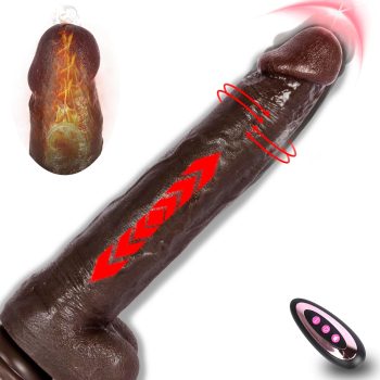 11" Big Black Thrusting  Vibrating Dirty Dildo - Huge, thick, heated dildo with powerful suction cups, XL size liquid silicone dildo suitable for men and women, adult sex toys and games, 7 thrusts, 10 vibrations
